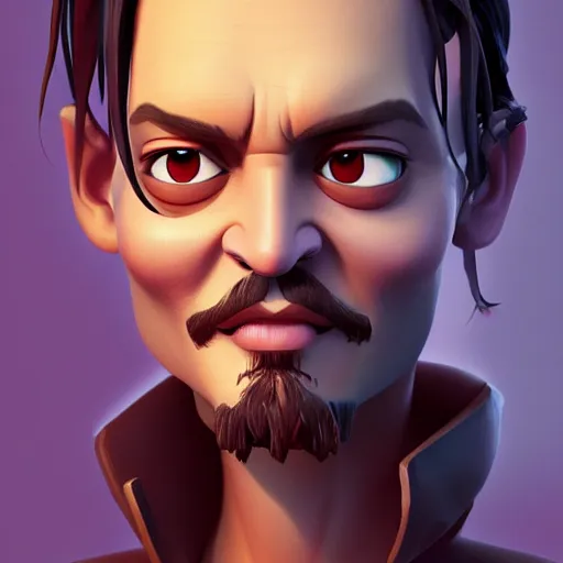 Image similar to Johnny Depp as a Clash Royale character, mattepainting concept Blizzard pixar maya engine on stylized background splash comics global illumination lighting artstation lois van baarle, ilya kuvshinov, rossdraws