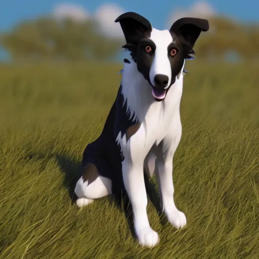 Prompt: 3 d model of a border collie, unreal engine 5, rendered, 4 k, full - body, available at the unreal engine marketplace