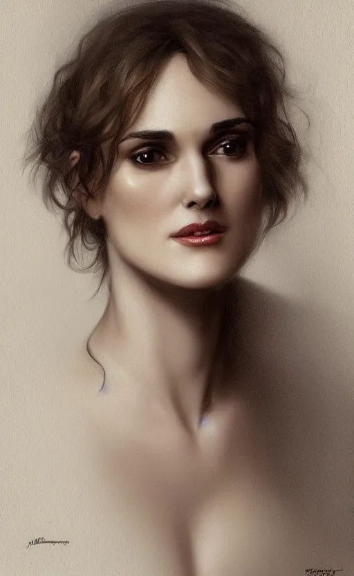 Prompt: portrait en buste winona ryder, kiera knightly, traditional corsican, intricate, highly detailed, artstation, illustration, jurgens, rutkowski, bouguereau