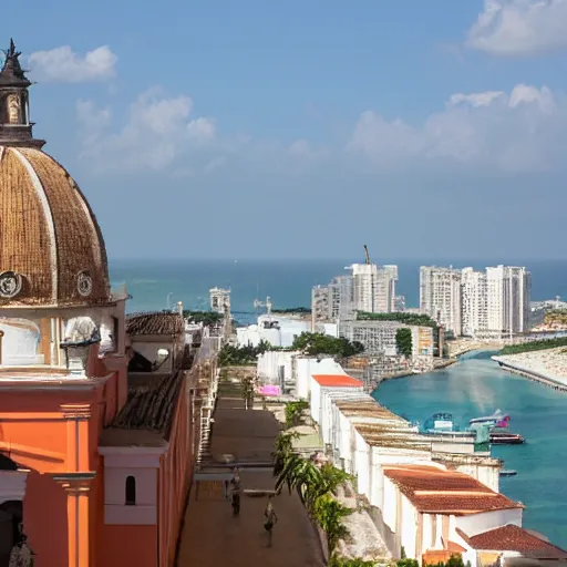 Prompt: Ovni appears on Cartagena Colombia