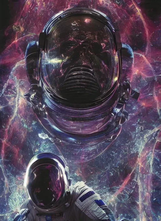 Prompt: astronaut in dark void underwater - complex and hyperdetailed suit. reflection and dispersion materials. rays and dispersion of light. glowing lights. volumetric light. f / 3 2. noise film photo. flash photography. ultra realistic, wide angle. poster by wayne barlowe, hajime sorayama aaron horkey, craig mullins