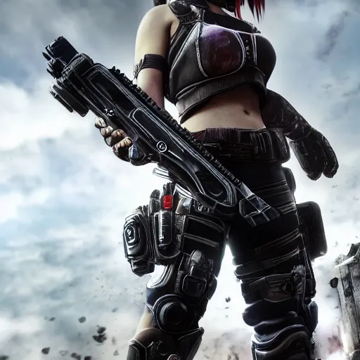 gorgeous anime girl in Gears of War, Stable Diffusion