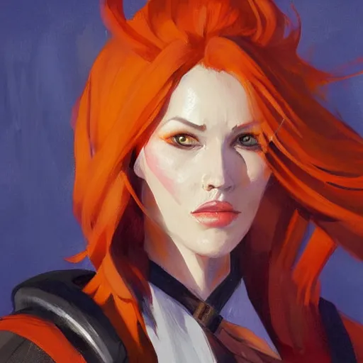 Prompt: greg manchess portrait painting of ginger beautiful princess as dragon age character, medium shot, asymmetrical, profile picture, organic painting, sunny day, matte painting, bold shapes, hard edges, street art, trending on artstation, by nick thornborrow