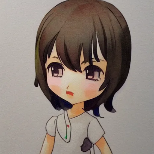 Image similar to beautiful water color concept art of face detailing cute nendoroid girl in the style of Julian Opie, toon rendering, close-up, no shade, modern art, kyoto animation, manga, 3/4 view