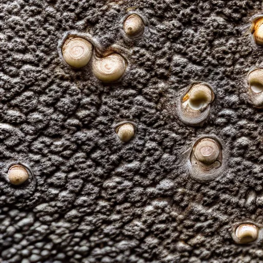 Image similar to one roud mushroom cap is hous, bottom view, luminous lamellae are clearly visible, no stipe, black background, d&d,8k, epic composition