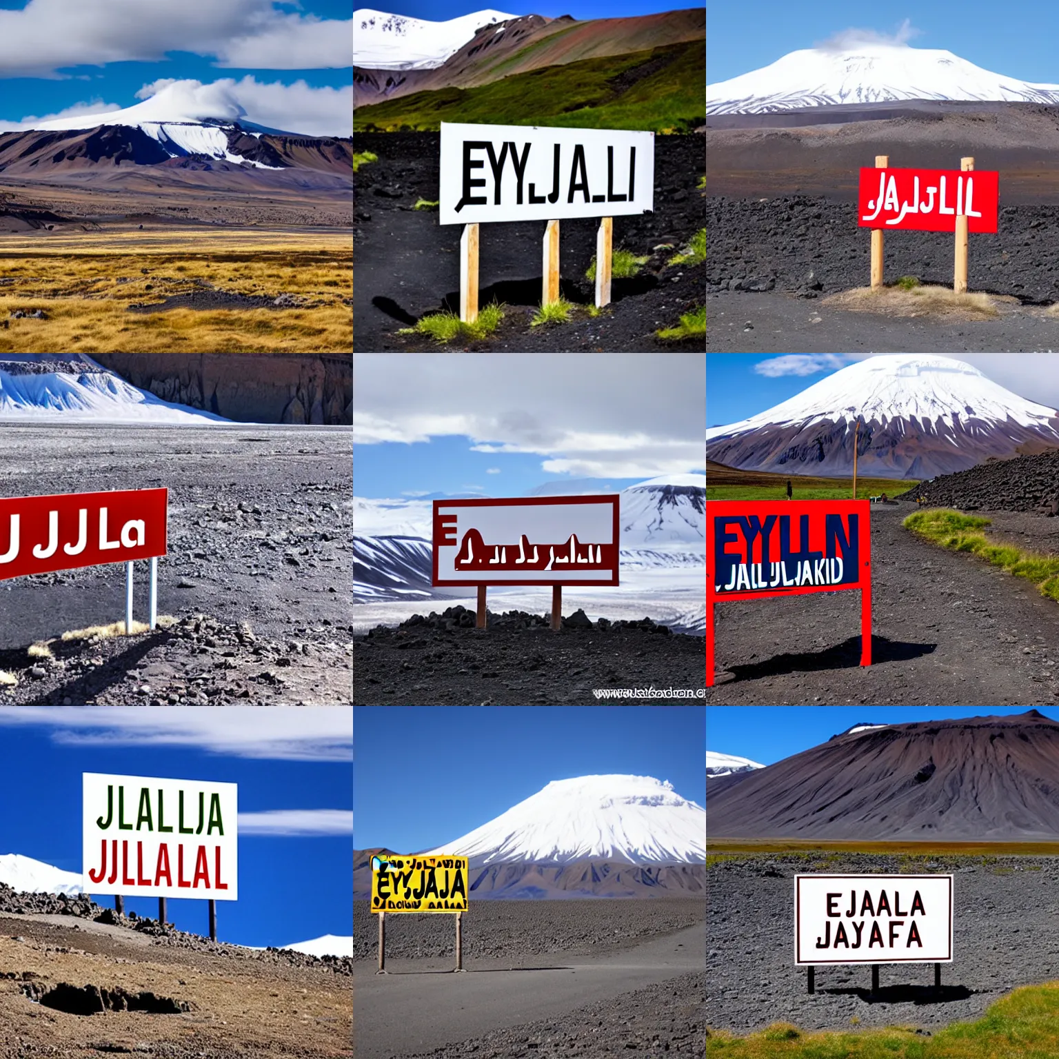 Image similar to a sign that says eyjafjallajokull