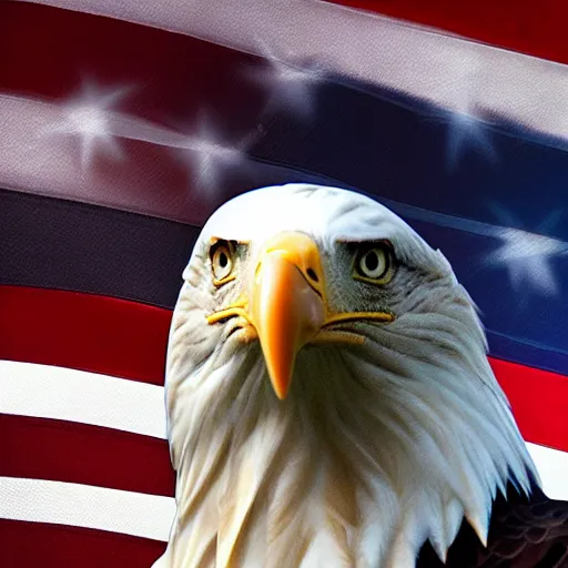 Image similar to a bald eagle, patriotic, highly detailed, unreal engine