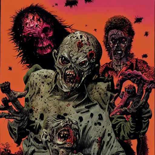 Image similar to zombie apocalypse by richard corben, detailed