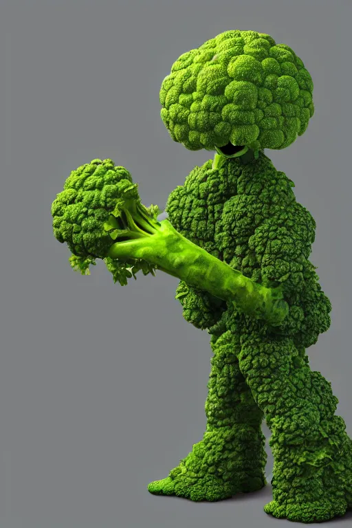 Image similar to a humanoid figure broccoli monster, highly detailed, digital art, sharp focus, ambient lighting, trending on art station