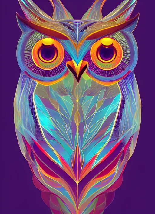 Image similar to symmetry!! product render poster vivid colors divine proportion owl, divine, glowing fog intricate, elegant, highly detailed, digital painting, artstation, concept art, smooth, sharp focus, illustration,