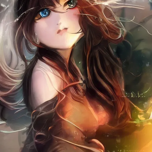 Image similar to a very beautiful anime cute girl, full body, long wavy blond hair, sky blue eyes, full round face, short smile, fancy top, miniskirt, front view, summer lake setting, storm weather, cinematic lightning, medium shot, mid-shot, highly detailed, cinematic wallpaper by Stanley Artgerm Lau