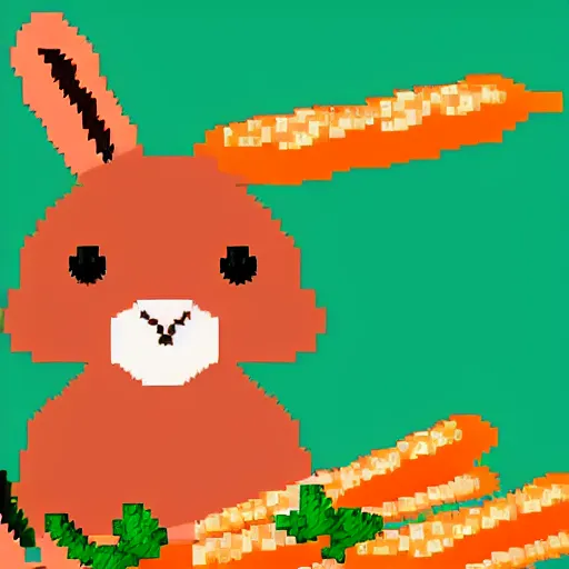 Prompt: pixel art of a cute rabbit eating a carrot