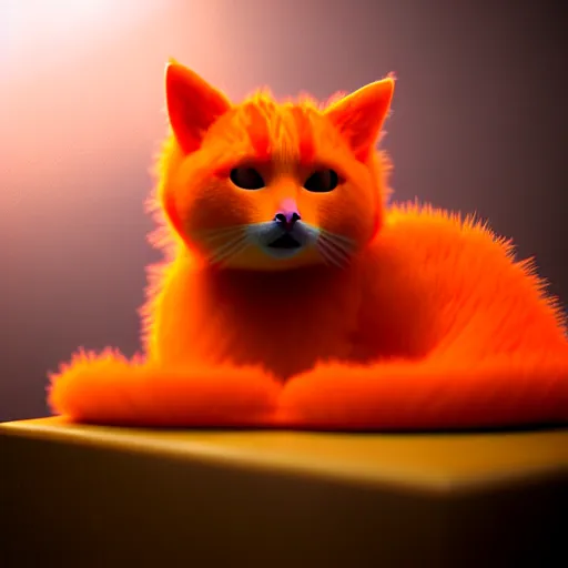 Image similar to A fuzzy orange cat sitting on planet earth, digital art, trending on artstation and unreal engine