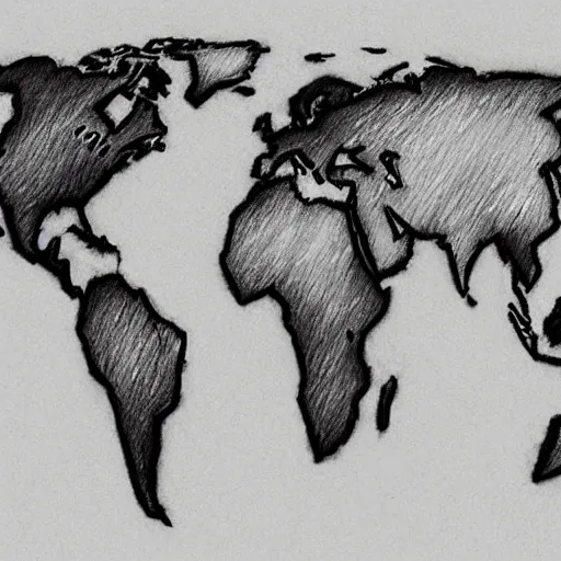 Image similar to world map pencil sketch, trending on artstation, cgsociety