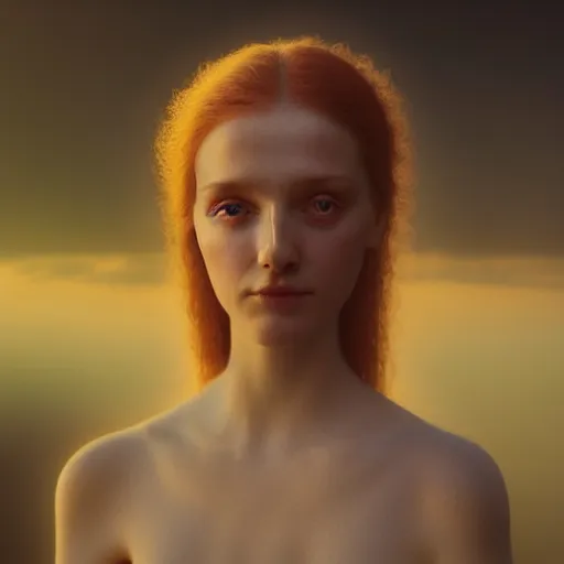 Image similar to photographic portrait of a stunningly beautiful english renaissance female in soft dreamy light at sunset, beside the river, soft focus, contemporary fashion shoot, in a denis villeneuve and tim burton movie, by edward robert hughes, annie leibovitz and steve mccurry, david lazar, jimmy nelsson, extremely detailed, breathtaking, hyperrealistic, perfect face, octane render