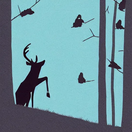 Image similar to deer playing guitar in the style of tatsuro kiuchi