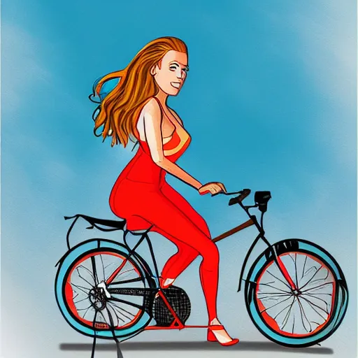 Prompt: illustration of a hot girl on a bike going 60 miles per hour, digital art