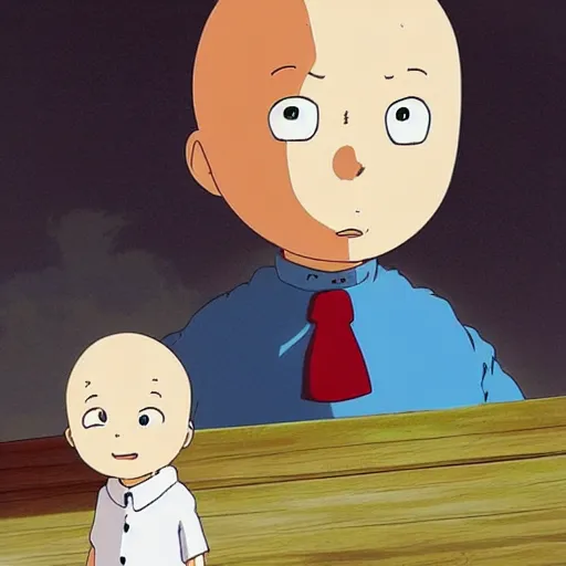 Image similar to teletabis, caillou style, beautiful manga anime studio ghibli,