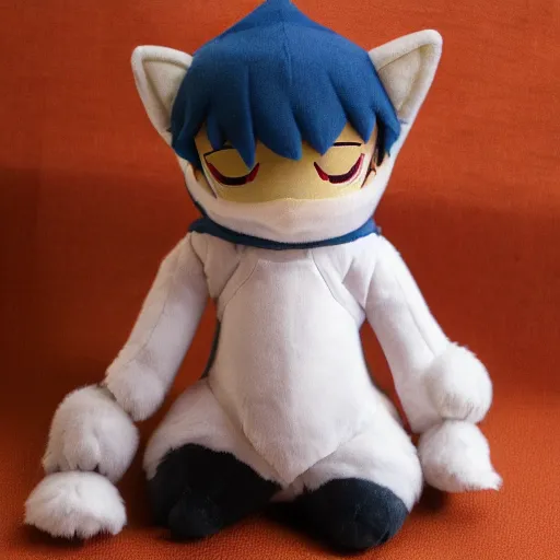 Image similar to cute fumo plush of a foxboy rpg item shop owner, three point lighting, dramatic, anime