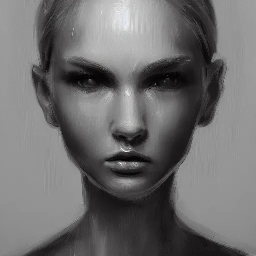 Image similar to soft android concept art oil painting, black and white, by jama jurabaev, highly detailed, brush hard, artstation