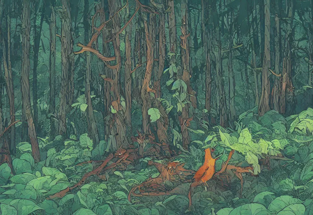 Image similar to handmade illustration of a forest landscape, line art, ink, watercolor by Kilian Eng and by Jake Parker, winning-award masterpiece, fantastic, octane render, 8K HD Resolution, High quality image