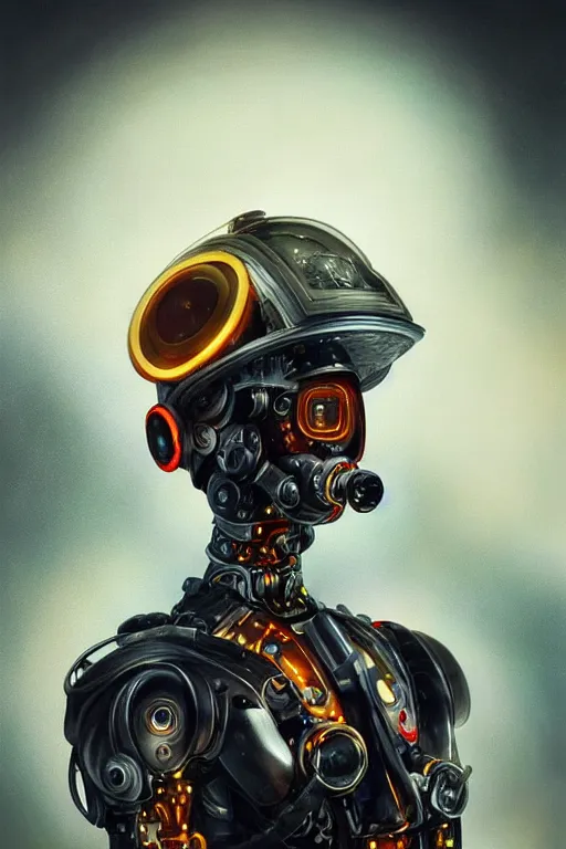 Image similar to a beautiful ultra detailed fine art portrait of a futuristic mechanical cybernetic firefighter cyborg in uniform, by tom bagshaw and anna dittman, studio lighting, firefighter, golden ratio composition, 3 5 mm lens, cybernetic scifi, deep depth of field, artstation, 8 k