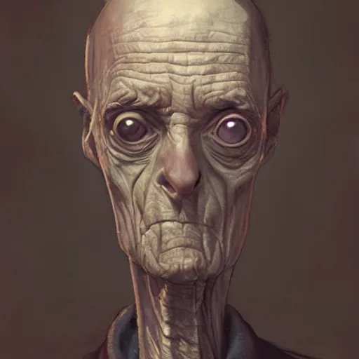 Image similar to salad fingers portrait by greg rutkowski, realistic face, digital art,