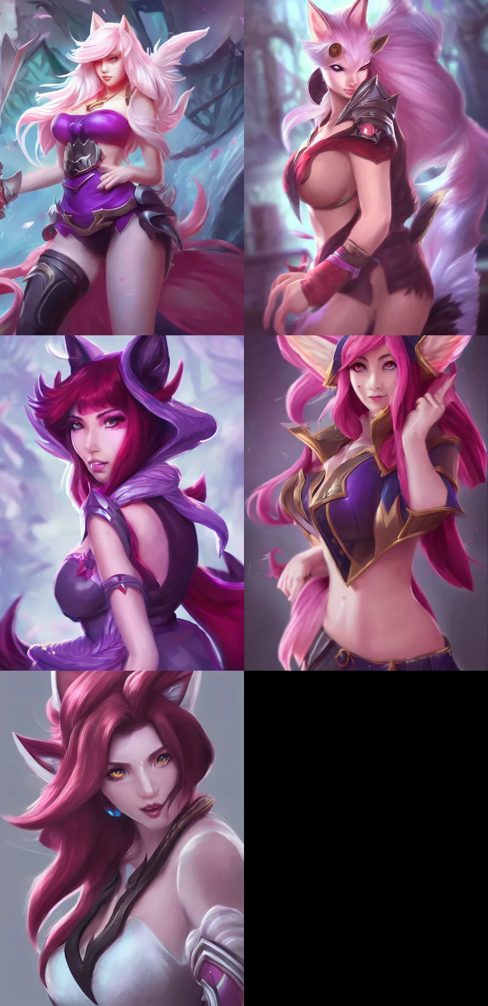 Prompt: Ahri 60mm portrait, League of Legends concept artists