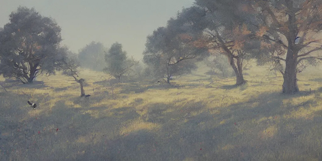 Image similar to landscape painting at noon by james jean, rendering, redshift, octane
