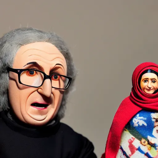 Prompt: portrait of a babushka with collectible miniature handmade john oliver doll