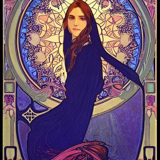 Image similar to megan markle portrait by louis - theophile hingre and alphonse mucha, realistic, sharp focus, zodiac signs, tarot cards, planets, ethereal, art nouveau, magic, moon, sun, crown, dreamy, royal, jewellery