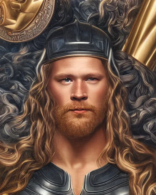 Image similar to thor by evelyn de morgan, hd, hyper detailed, 4 k