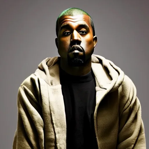 Prompt: Kanye West Posing with Yoda Album Cover