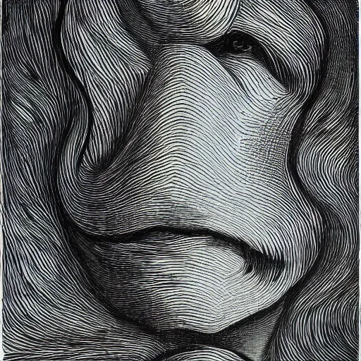 Image similar to Abstract portrait , the upper part of the face of a sea wave, nose and lips of a man