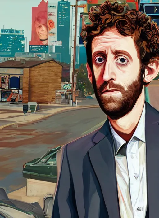 Image similar to a portrait of thomas middleditch as gta 5 cover art