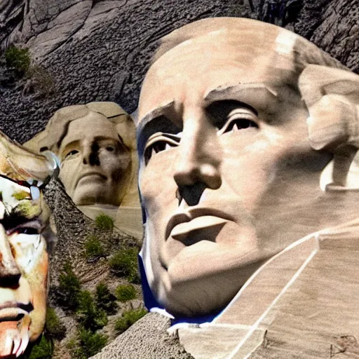 Prompt: donald trump's face on mount rushmore