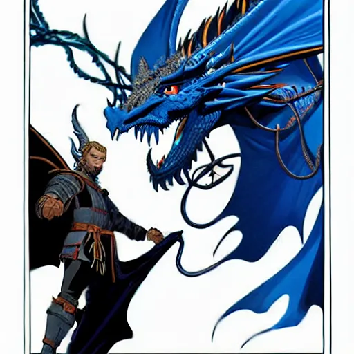 Image similar to half - length porrtrait of a medieval fantasy male anthropomorphic blue dragon with electrcity magic, fantasy, d & d, high details, art by phil noto and frank miller