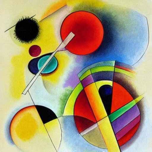 Image similar to a 3d shaded illustration of abstract sketch by Kandinsky