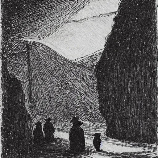 Image similar to julenisse, lavenisse, by theodor severin kittelsen, kjell aukrust, ink drawing, dip pen