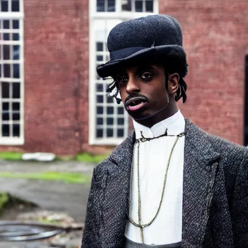 Image similar to playboi carti in peaky blinders 4 k the detailed super realistic