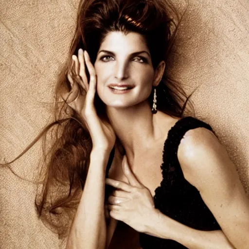Image similar to a portrait photography of a mix of stephanie seymour and jennifer connely, by annie leibowitz