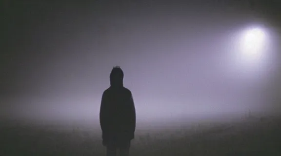 Image similar to c - 4 1 colour negative film photo of vagrant at night volumetric fog