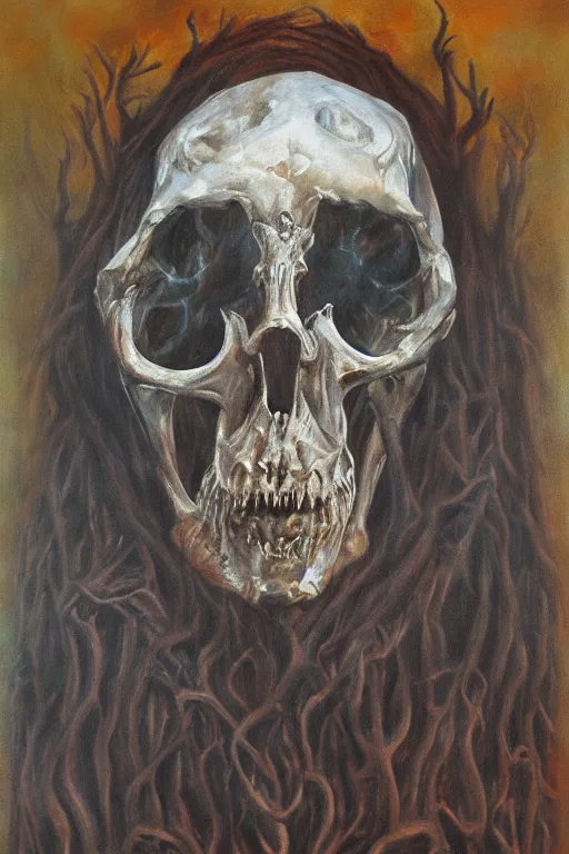 Image similar to lord of bones, oil painting