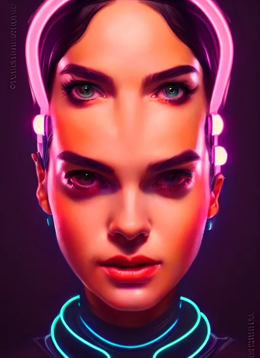 Prompt: portrait of female humanoid, intricate, retro 6 0 s cyberpunk high fashion, elegant, cyber neon lights, highly detailed, digital photography, trending in artstation, trending in pinterest, glamor pose, concept art, smooth, sharp focus, art by artgerm and greg rutkowski