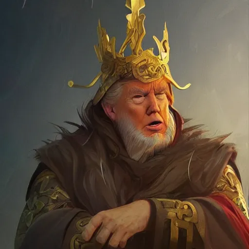 Image similar to donald trump as odin, intricate, elegant, highly detailed, digital painting, artstation, concept art, matte, illustration, hearthstone, art by artgerm and greg rutkowski and alphonse mucha, simon stalenhag, hyperreal