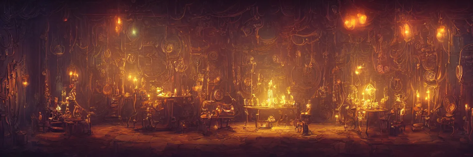Image similar to a beautiful painting of a tapestry of a dream, ultra detailed, dark, steampunk, moody, candles, neon signs, infographic, characters from machinarium, by don bluth, trending on artstation, octane render