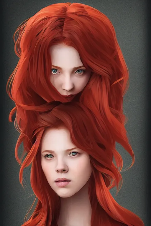 Prompt: girl with medium length red hair. centered median photoshop filter cutout vector behance hd jesper ejsing!