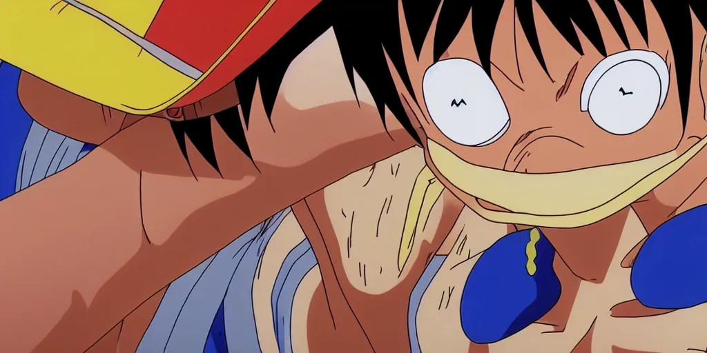 Image similar to “still frame of Monkey D Luffy in anime Golden Wind by Hirohiko Araki, screenshot, color, 4k”