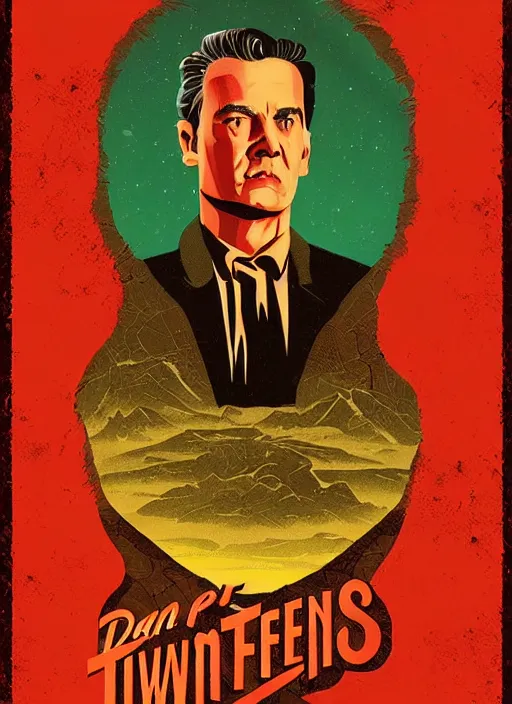 Prompt: twin peaks movie poster art by daniel danger