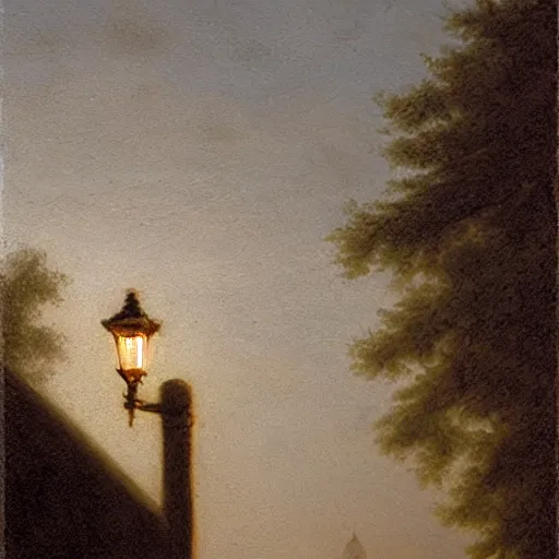 Image similar to lonely duck under a street light by august friedrich schenck, oil painting, close - up